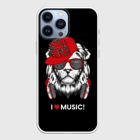 Чехол для iPhone 13 Pro Max с принтом I love music в Кировске,  |  | art | creativity | drawing | graphics | ph | picture | бейсболка | голова | графика | грива | дикий | животное | искусство | картинка | красный | крутой | лев | лучший | модный | музыка | наушники | очки | рисунок | сердце