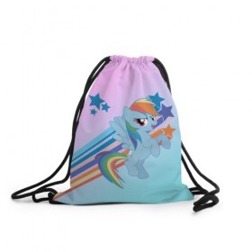 Рюкзак-мешок 3D с принтом Rainbow Dash в Кировске, 100% полиэстер | плотность ткани — 200 г/м2, размер — 35 х 45 см; лямки — толстые шнурки, застежка на шнуровке, без карманов и подкладки | cute | mlp | pony | млп | пони | рейнбоу дэш