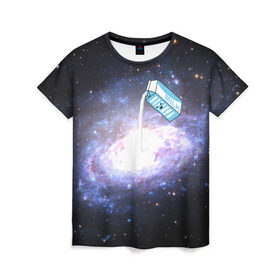 Женская футболка 3D с принтом Milky Way в Кировске, 100% полиэфир ( синтетическое хлопкоподобное полотно) | прямой крой, круглый вырез горловины, длина до линии бедер | cosmos | milk | nasa | space | космос | млечный путь | молоко