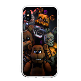 Чехол для iPhone XS Max матовый с принтом Five Nights at Freddys в Кировске, Силикон | Область печати: задняя сторона чехла, без боковых панелей | five nights at freddy s | game | horror | игры | механические куклы | ночь | охранник | пять ночей у фредди | светящиеся глаза | ужас