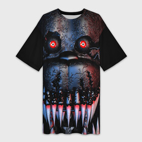 Платье-футболка 3D с принтом Five Nights at Freddys в Кировске,  |  | five nights at freddy s | game | horror | игры | механические куклы | ночь | охранник | пять ночей у фредди | светящиеся глаза | ужас
