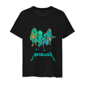 Мужская футболка хлопок с принтом Metallica зеленый неон в Кировске, 100% хлопок | прямой крой, круглый вырез горловины, длина до линии бедер, слегка спущенное плечо. | Тематика изображения на принте: metal | metalhead | metallica | rock | джеймсхетфилд | кирк хэммет | ларс ульрих | металика | металл | металлика | роберт трухильо | робот | рок