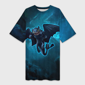 Платье-футболка 3D с принтом Night Fury в Кировске,  |  | how to train your dragon | night fury | беззубик | дракон | как приручить дракона | ночная фурия