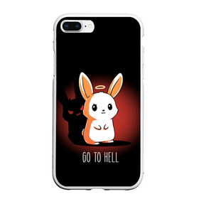 Чехол для iPhone 7Plus/8 Plus матовый с принтом Go to hell в Кировске, Силикон | Область печати: задняя сторона чехла, без боковых панелей | ад | ангел | дьявол | зайчик | заяц | нимб | рожки | тень | ушки