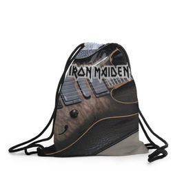 Рюкзак-мешок 3D с принтом Iron Maiden в Кировске, 100% полиэстер | плотность ткани — 200 г/м2, размер — 35 х 45 см; лямки — толстые шнурки, застежка на шнуровке, без карманов и подкладки | бас | британия | брюс дикинсон | гитара | группа | дева | железная | метал | нико макбрэйн | рок | стив харрис | хеви | яник герс