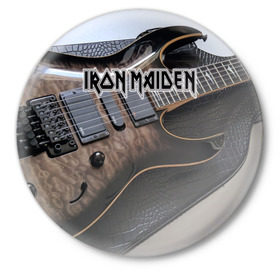 Значок с принтом Iron Maiden в Кировске,  металл | круглая форма, металлическая застежка в виде булавки | бас | британия | брюс дикинсон | гитара | группа | дева | железная | метал | нико макбрэйн | рок | стив харрис | хеви | яник герс