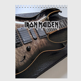 Скетчбук с принтом Iron Maiden в Кировске, 100% бумага
 | 48 листов, плотность листов — 100 г/м2, плотность картонной обложки — 250 г/м2. Листы скреплены сверху удобной пружинной спиралью | бас | британия | брюс дикинсон | гитара | группа | дева | железная | метал | нико макбрэйн | рок | стив харрис | хеви | яник герс