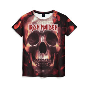 Женская футболка 3D с принтом Iron Maiden в Кировске, 100% полиэфир ( синтетическое хлопкоподобное полотно) | прямой крой, круглый вырез горловины, длина до линии бедер | бас | британия | брюс дикинсон | гитара | группа | дева | железная | метал | нико макбрэйн | рок | стив харрис | хеви | яник герс