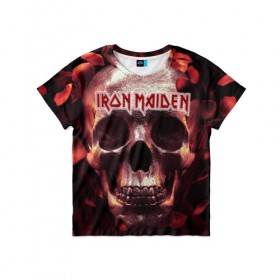 Детская футболка 3D с принтом Iron Maiden в Кировске, 100% гипоаллергенный полиэфир | прямой крой, круглый вырез горловины, длина до линии бедер, чуть спущенное плечо, ткань немного тянется | бас | британия | брюс дикинсон | гитара | группа | дева | железная | метал | нико макбрэйн | рок | стив харрис | хеви | яник герс