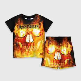 Детский костюм с шортами 3D с принтом Iron Maiden в Кировске,  |  | бас | британия | брюс дикинсон | гитара | группа | дева | железная | метал | нико макбрэйн | рок | стив харрис | хеви | яник герс