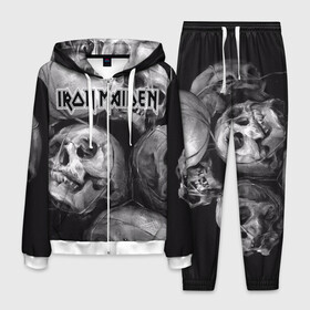 Мужской костюм 3D с принтом Iron Maiden в Кировске, 100% полиэстер | Манжеты и пояс оформлены тканевой резинкой, двухслойный капюшон со шнурком для регулировки, карманы спереди | бас | британия | брюс дикинсон | гитара | группа | дева | железная | метал | нико макбрэйн | рок | стив харрис | хеви | яник герс