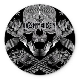 Коврик круглый с принтом Iron Maiden в Кировске, резина и полиэстер | круглая форма, изображение наносится на всю лицевую часть | бас | британия | брюс дикинсон | гитара | группа | дева | железная | метал | нико макбрэйн | рок | стив харрис | хеви | яник герс