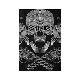 Обложка для паспорта матовая кожа с принтом Iron Maiden в Кировске, натуральная матовая кожа | размер 19,3 х 13,7 см; прозрачные пластиковые крепления | бас | британия | брюс дикинсон | гитара | группа | дева | железная | метал | нико макбрэйн | рок | стив харрис | хеви | яник герс