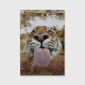 Обложка для паспорта матовая кожа с принтом Тигр показывает язык в Кировске, натуральная матовая кожа | размер 19,3 х 13,7 см; прозрачные пластиковые крепления | голова | животные | кот | кошка | лев | лицо | прикол | прикольные | природа | смешные 
 животные | тигр | тигрица | юмор | язык