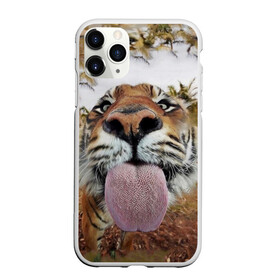 Чехол для iPhone 11 Pro Max матовый с принтом Тигр показывает язык в Кировске, Силикон |  | голова | животные | кот | кошка | лев | лицо | прикол | прикольные | природа | смешные 
 животные | тигр | тигрица | юмор | язык