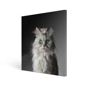 Холст квадратный с принтом Кот и мышка в Кировске, 100% ПВХ |  | Тематика изображения на принте: животные | кот | котенок | кошка | крыса | мышка | мышь | перс | персидский кот | серый