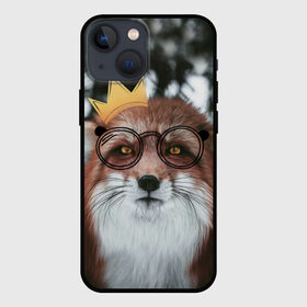 Чехол для iPhone 13 mini с принтом Лиса в Кировске,  |  | голова | животные | корона | лиса | лиса в  очках | лиса в короне | лисичка | лицо | мордочка | очки | прикол | природа | рыжая | смешные животные | юмор