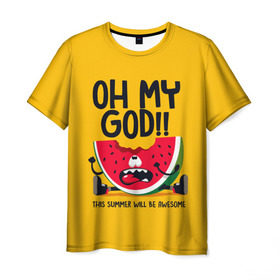 Мужская футболка 3D с принтом Oh my God! в Кировске, 100% полиэфир | прямой крой, круглый вырез горловины, длина до линии бедер | Тематика изображения на принте: 