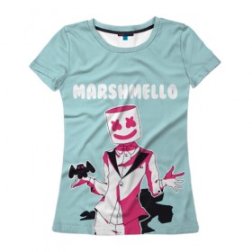Женская футболка 3D с принтом Маршмелло в Кировске, 100% полиэфир ( синтетическое хлопкоподобное полотно) | прямой крой, круглый вырез горловины, длина до линии бедер | 