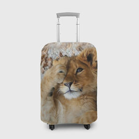 Чехол для чемодана 3D с принтом Львенок в Кировске, 86% полиэфир, 14% спандекс | двустороннее нанесение принта, прорези для ручек и колес | дикая кошка | животные | кот | кошка | лев | львенок | львица | мордочка | природа | тигр | хищник