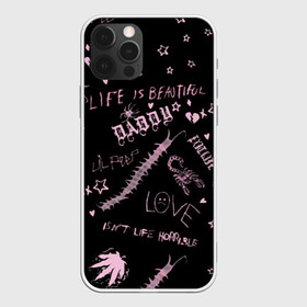 Чехол для iPhone 12 Pro с принтом LIL PEEP - Life Is Beautiful в Кировске, силикон | область печати: задняя сторона чехла, без боковых панелей | Тематика изображения на принте: beautiful | broken | daddy | dead | exclusive | heart | life | lil | lilpeep | music | peep | pump | rap | rapper | rip | tattoo | густав | лил | лилпип | мертв | память | пип | рип | рэп | рэпер | сердечко | сердце | тату | умер