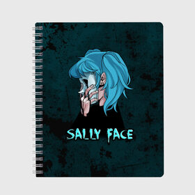 Тетрадь с принтом Sally Face в Кировске, 100% бумага | 48 листов, плотность листов — 60 г/м2, плотность картонной обложки — 250 г/м2. Листы скреплены сбоку удобной пружинной спиралью. Уголки страниц и обложки скругленные. Цвет линий — светло-серый
 | sally face | игра | компьютерная игра | лицо | маска | протез | салли фейс | школа | шрамы