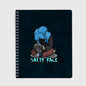 Тетрадь с принтом Sally Face в Кировске, 100% бумага | 48 листов, плотность листов — 60 г/м2, плотность картонной обложки — 250 г/м2. Листы скреплены сбоку удобной пружинной спиралью. Уголки страниц и обложки скругленные. Цвет линий — светло-серый
 | sally face | игра | компьютерная игра | лицо | маска | протез | салли фейс | школа | шрамы