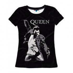 Женская футболка 3D с принтом Queen в Кировске, 100% полиэфир ( синтетическое хлопкоподобное полотно) | прямой крой, круглый вырез горловины, длина до линии бедер | queen | брайан мэи | британская | группа | джон дикон | королева | роджер тейлор | рок | фредди меркьюри