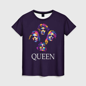 Женская футболка 3D с принтом Queen в Кировске, 100% полиэфир ( синтетическое хлопкоподобное полотно) | прямой крой, круглый вырез горловины, длина до линии бедер | queen | брайан мэи | британская | группа | джон дикон | королева | роджер тейлор | рок | фредди меркьюри