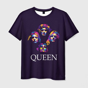 Мужская футболка 3D с принтом Queen в Кировске, 100% полиэфир | прямой крой, круглый вырез горловины, длина до линии бедер | queen | брайан мэи | британская | группа | джон дикон | королева | роджер тейлор | рок | фредди меркьюри