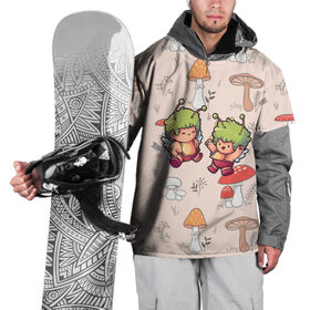Накидка на куртку 3D с принтом Грибные человечки в Кировске, 100% полиэстер |  | mashrooms | в стиле марио | волшебные грибы | гриб | грибной узор | грибочки | девочка с грибом | красный гриб | мир грибов | паттерн грибы | поганки | психоделика | психоз