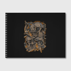 Альбом для рисования с принтом Черепа в Кировске, 100% бумага
 | матовая бумага, плотность 200 мг. | dead | demon | devil | executioner | punisher | rap | rock | satan | skull | swag | каратель | палач | скелет | череп