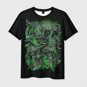 Мужская футболка 3D с принтом Черепа в Кировске, 100% полиэфир | прямой крой, круглый вырез горловины, длина до линии бедер | dead | demon | devil | executioner | punisher | rap | rock | satan | skull | swag | каратель | палач | скелет | череп