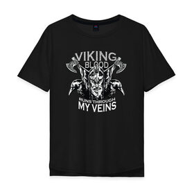 Мужская футболка хлопок Oversize с принтом Викинг в Кировске, 100% хлопок | свободный крой, круглый ворот, “спинка” длиннее передней части | viking | викинг | викинги | ворон