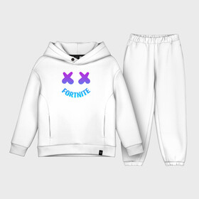 Детский костюм хлопок Oversize с принтом FORTNITE x MARSHMELLO NEON в Кировске,  |  | fnchap2 | fortnite | fortnite 2 | fortnite x | marshmello | ninja | ninja hyper streamer | ninja streamer | streamer | tyler blevins | маршмелло | ниндзя | фортнайт | фортнайт 2 | фортнайт глава 2