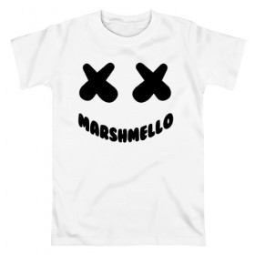 Мужская футболка хлопок с принтом MARSHMELLO в Кировске, 100% хлопок | прямой крой, круглый вырез горловины, длина до линии бедер, слегка спущенное плечо. | dj | marshmello | usa | америка | клубная музыка | маршмелло | музыка | музыкант