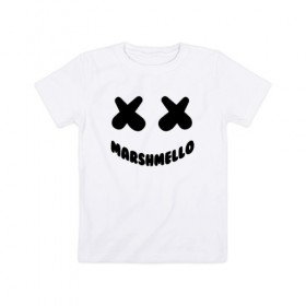 Детская футболка хлопок с принтом MARSHMELLO в Кировске, 100% хлопок | круглый вырез горловины, полуприлегающий силуэт, длина до линии бедер | Тематика изображения на принте: dj | marshmello | usa | америка | клубная музыка | маршмелло | музыка | музыкант