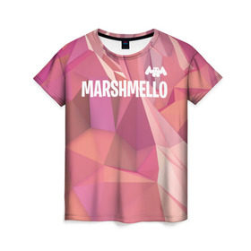 Женская футболка 3D с принтом Marshmello в Кировске, 100% полиэфир ( синтетическое хлопкоподобное полотно) | прямой крой, круглый вырез горловины, длина до линии бедер | chris comstock | electronic | joytime iii | marshmallow | marshmello | клубная | маршмелло | маршмеллоу | электронная музыка
