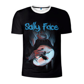 Мужская футболка 3D спортивная с принтом Sally Face в Кировске, 100% полиэстер с улучшенными характеристиками | приталенный силуэт, круглая горловина, широкие плечи, сужается к линии бедра | sally face | загадка | лицо | протез | салли фейс | соседи | странные | тайна | ужас | фишер