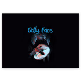 Поздравительная открытка с принтом Sally Face в Кировске, 100% бумага | плотность бумаги 280 г/м2, матовая, на обратной стороне линовка и место для марки
 | sally face | загадка | лицо | протез | салли фейс | соседи | странные | тайна | ужас | фишер