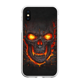 Чехол для iPhone XS Max матовый с принтом Skull Lava в Кировске, Силикон | Область печати: задняя сторона чехла, без боковых панелей | Тематика изображения на принте: dead | demon | devil | executioner | metal | punisher | rap | rock | satan | skull | swag | каратель | метал | палач | рок | скелет | череп