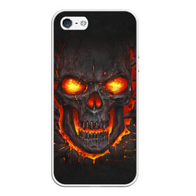 Чехол для iPhone 5/5S матовый с принтом Skull Lava в Кировске, Силикон | Область печати: задняя сторона чехла, без боковых панелей | dead | demon | devil | executioner | metal | punisher | rap | rock | satan | skull | swag | каратель | метал | палач | рок | скелет | череп