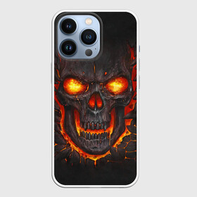 Чехол для iPhone 13 Pro с принтом Skull Lava в Кировске,  |  | Тематика изображения на принте: dead | demon | devil | executioner | metal | punisher | rap | rock | satan | skull | swag | каратель | метал | палач | рок | скелет | череп