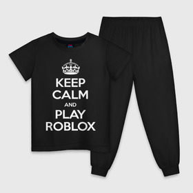 Детская пижама хлопок с принтом Keep Calm and Play Roblox в Кировске, 100% хлопок |  брюки и футболка прямого кроя, без карманов, на брюках мягкая резинка на поясе и по низу штанин
 | game | keep calm | logo | play roblox | roblox | детский | замолчи | заткнись | играй | кип калм | лого | логотип | надпись | ребенку | ребенок | роблокс