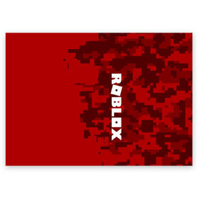 Поздравительная открытка с принтом ROBLOX в Кировске, 100% бумага | плотность бумаги 280 г/м2, матовая, на обратной стороне линовка и место для марки
 | game | gamer | logo | minecraft | roblox | simulator | игра | конструктор | лого | симулятор | строительство | фигура