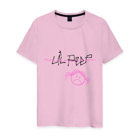 Мужская футболка хлопок с принтом Lil Peep в Кировске, 100% хлопок | прямой крой, круглый вырез горловины, длина до линии бедер, слегка спущенное плечо. | gustav | lo fi | runaway | густав | лил | пип | пост эмо | реп | хип хоп | эмо рэп