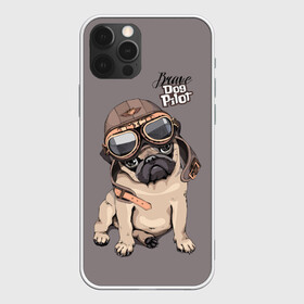 Чехол для iPhone 12 Pro Max с принтом Brave dog pilot в Кировске, Силикон |  | Тематика изображения на принте: animal | beautiful | brave | childish | cute | dog | emblem | helmet | homemade | kid | pilot | pug | белый | детский | домашнее | животное | красивый | лётчик | малыш | милый | мопс | надпись | очки | пилот | рисунок | собака | текст | фон | хр