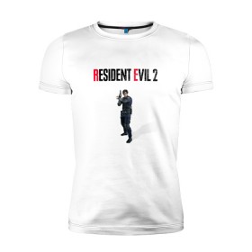 Мужская футболка премиум с принтом Resident Evil 2 : Remake (Leon Kennedy) в Кировске, 92% хлопок, 8% лайкра | приталенный силуэт, круглый вырез ворота, длина до линии бедра, короткий рукав | Тематика изображения на принте: 