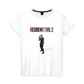 Женская футболка хлопок с принтом Resident Evil 2 : Remake (Leon Kennedy) в Кировске, 100% хлопок | прямой крой, круглый вырез горловины, длина до линии бедер, слегка спущенное плечо | 