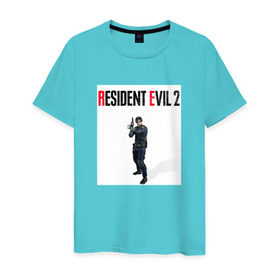 Мужская футболка хлопок с принтом Resident Evil 2 : Remake (Leon Kennedy) в Кировске, 100% хлопок | прямой крой, круглый вырез горловины, длина до линии бедер, слегка спущенное плечо. | 